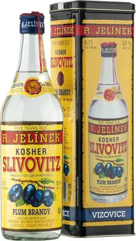 Pálenka Rudolf Jelínek Slivovice Kosher Silver 5 y.o. 50 % 0,7 l plechová krabice