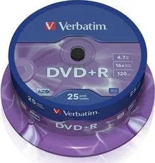 Optické médium Verbatim DVD-R 16x 25ks 4.7GB cakebox