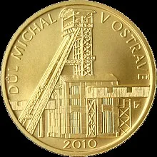 Zlatá mince 2500 Kč 2010 důl Michal v Ostravě stand