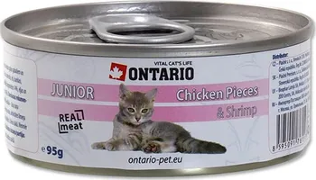 Krmivo pro kočku Ontario Junior Chicken Pieces/Shrimp 95 g