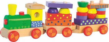 Dřevěná hračka Woody Skládací vlak s potiskem, světlem a zvukem