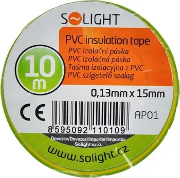 Izolační páska Solight izolační páska, 15mm x 0,13mm x 10m, žlutozelená