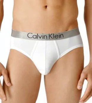 Slipy Pánské Slipy Calvin Klein Metallic Chrome Cotton - bílá