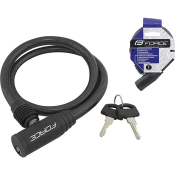 Zámek na kolo Zámek FORCE lankový spirála 80cm/12mm, černý