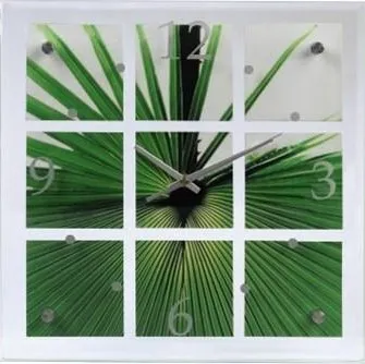 Hodiny nástěnné hodiny Palm Leaf, skleněné
