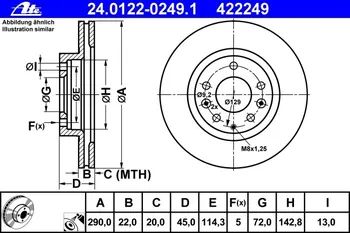 Brzdový kotouč P/L brzdový kotouč ATE (AT 422249) MAZDA MX-5 III (NC)