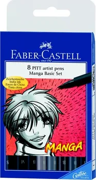 Faber-Castell Pitt Artist Pen Manga 8ks základní sada šedá/černá 