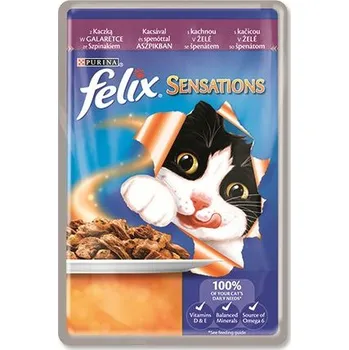Krmivo pro kočku Felix Sensations kapsička kachna/špenát v želé