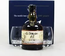 Rum El Dorado 15y 43% 0.7 L + 2x sklo