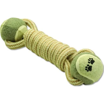 Hračka pro psa Dog Fantasy přetahovadlo Juta 2 tenisáky 28cm