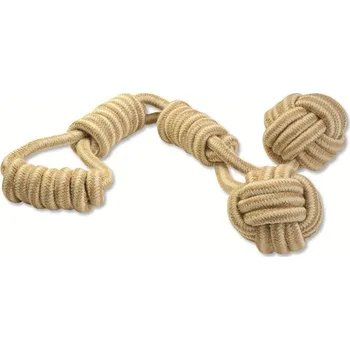 Hračka pro psa Dog Fantasy přetahovadlo juta madlo + 2 míče 7/60cm