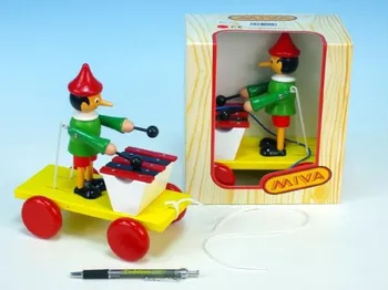Dřevěná hračka Miva Vacov Pinochio s xylofonem tahací