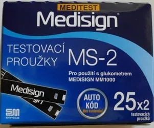 Glukometr Proužky Testovací Meditest Medisign MS-2 50ks