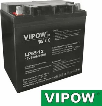 Trakční baterie Baterie olověná 12V/55Ah VIPOW bezúdržbový akumulátor