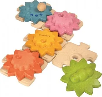 Dřevěná hračka Plan Toys Ozubená kola a puzzle