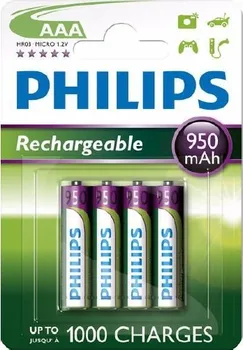 Článková baterie Nabíjecí baterie Philips MultiLife AAA 950 mAh, 4ks