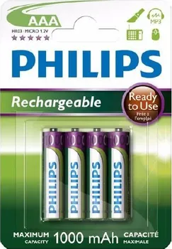 Článková baterie Philips baterie AAA 1000mAh přednabitá, NiMh - 4ks