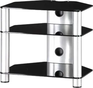 Televizní stolek RX 2130 B - SLV černé sklo / stříbrné nohy 
