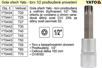 Gola hlavice Nástavec 1/2" Torx T50 Yato YT-0443