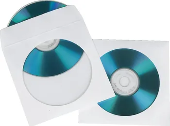 Ochranný obal pro CD/DVD, 100ks/bal, bílý, balení krabička na zavěšení