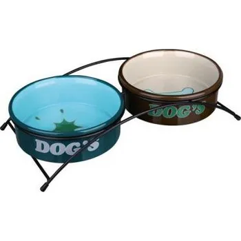 Trixie stojánek s miskami petrolejová/hnědá, 2x0,5 l/15 cm