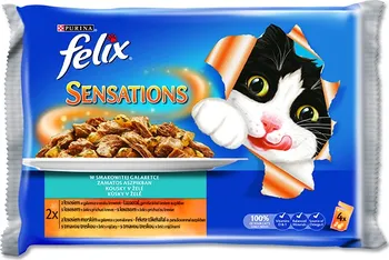Krmivo pro kočku Felix Sensations kapsička výběr z ryb v želé 4 x 100 g
