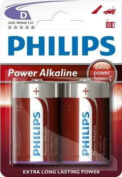 Článková baterie Philips baterie D PowerLife, alkalická - 2ks
