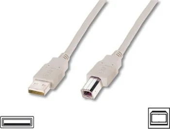 Datový kabel Digitus USB kabel A/samec na B-samec, 2x stíněný, Měď, béžový, 5m