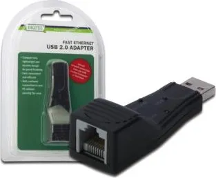 Síťová karta DigitusUSB 2.0 na Fast Ethernet Adapter, 1, RJ 45, USB-Male, 10/100Mbit, XP, Vista, 7, Max OS X