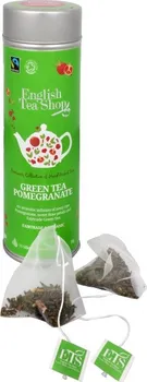 Čaj English Tea Shop Zelený čaj s granátovým jablkem - plechovka s 15 bioodbouratelnými pyramidkami