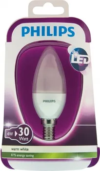 Žárovka Žárovka Philips LED svíčka E14 4W, matná, teplé bílá