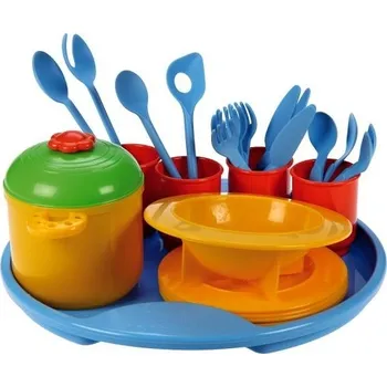 nádobí do dětské kuchyňky Lena Sada bon appétit s podnosem