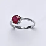 Stříbrný prsten, přírodní rubín, srdce,…