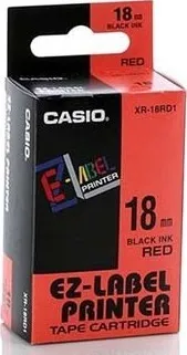Pásek do tiskárny Páska do štítkovače Casio XR-18RD1, 18mm, černý tisk/červený podklad, originál