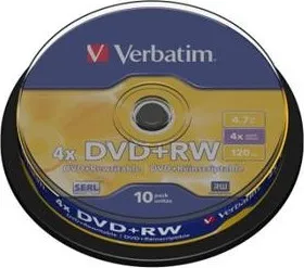 Optické médium Verbatim DVD+RW 4.7GB Plus 4x spindl po 10ks