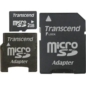 Paměťová karta Transcend microSD 2 GB + 2x SD adaptér miniSD + SD (TS2GUSD-2)