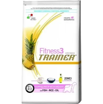 Trainer Fitness3 Medium/Maxi Puppy & Junior Fish & rice 12,5 kg Krmivo pro psa Trainer Fitness3 Medium/Maxi Puppy & Junior Fish & rice 12,5 kg