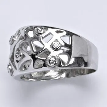 Prsten Stříbrný prsten s čirými zirkony, prstýnek ze stříbra T 1427