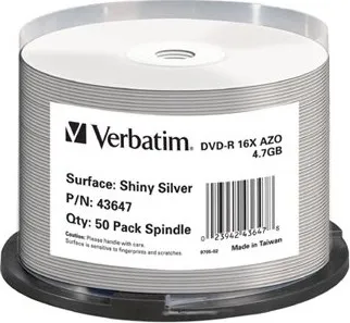 Optické médium Verbatim DVD-R 4.7GB 12cm 16X 50 pack