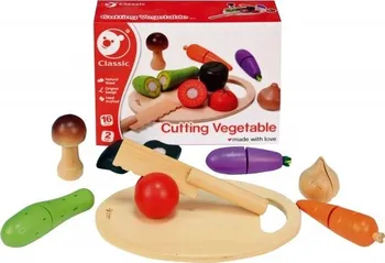 Dřevěná hračka Teddies Zelenina krájecí s prkénkem dřevo 16ks