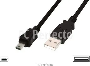 DIGITUS USB A samec na B-mini 5pin samec, 2x stíněný, 1m (AK-300108-010-S)