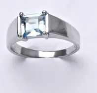 Stříbrný prsten, přírodní topaz sky, prstýnek ze stříbra, T 1404
