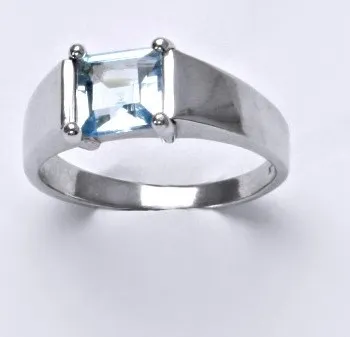 prsten Stříbrný prsten, přírodní topaz sky, prstýnek ze stříbra, T 1404