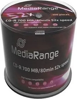 Optické médium MediaRange CD-R 100ks cakebox