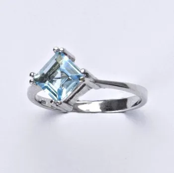 Prsten Stříbrný prsten, přírodní topaz sky, prstýnek ze stříbra, T 1258