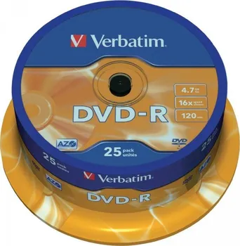 Optické médium Verbatim DVD+R 4,7GB 16X 25ks cake box