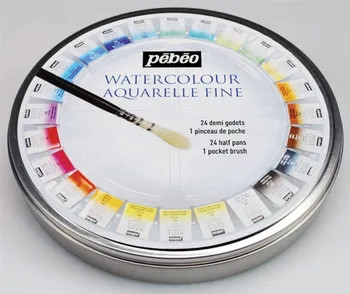 Vodová barva Akvarelové barvy AQUARELLE PÉBÉO WATERCOLOUR FINE 24ks - kovová sada