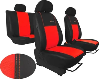 Potah sedadla Autopotahy Škoda Fabia II, kožené EXCLUSIVE černočervené, nedělené zadní sedadla