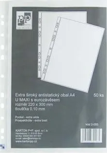 Euroobal U maxi, A4, 220 x 300mm, 100mic, transparentní, 50ks, Karton P+P