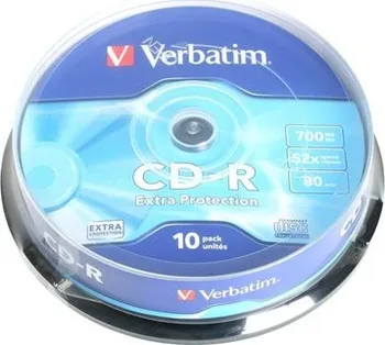 Optické médium Verbatim CD-R 700MB 80min 52x Spindl 10ks